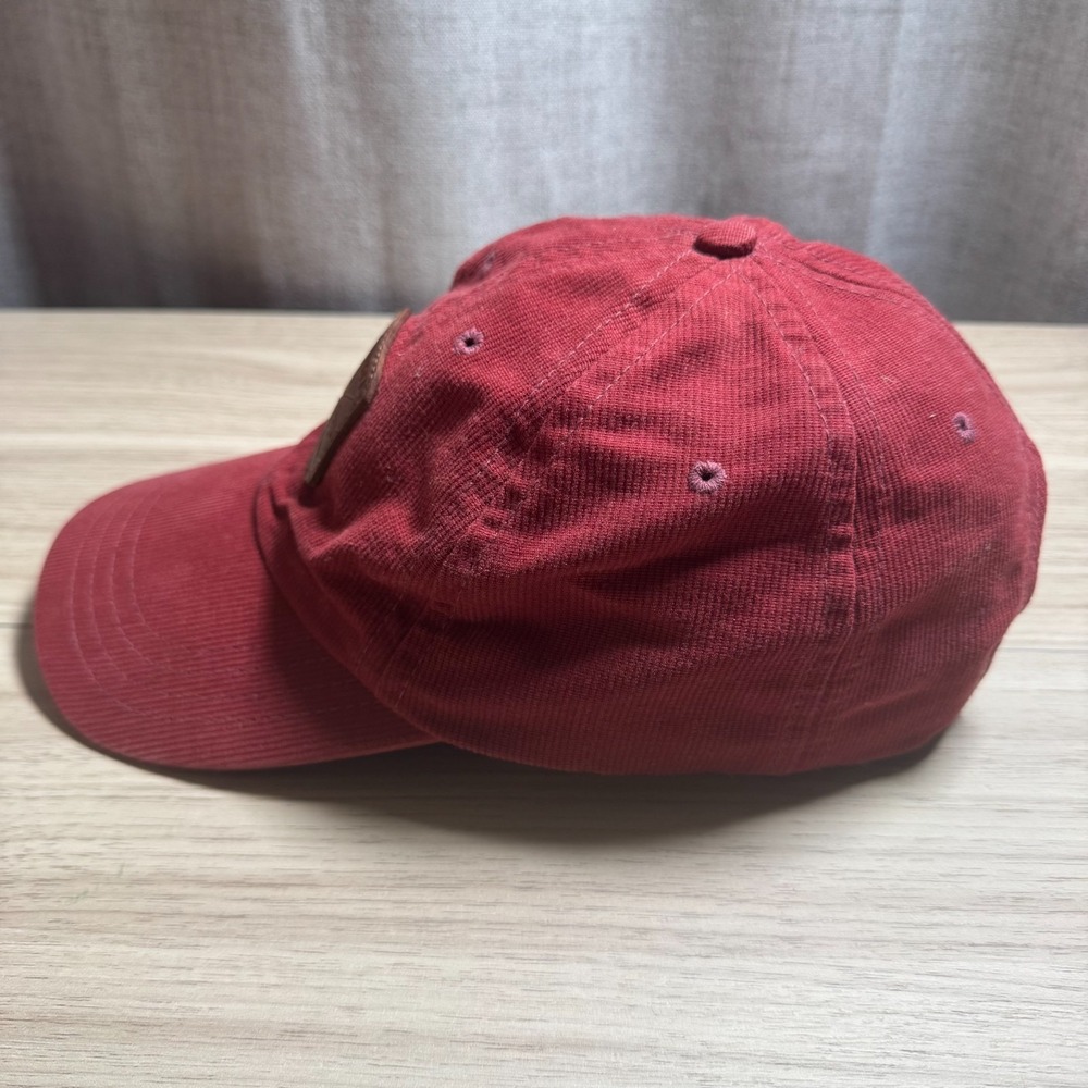 Over Under Corduroy Hat Mens OSFA Burgundy Red Leather Patch USA Made Preppy - Picture 3 of 7